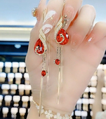 爆款 夏季 款 高级感凤舞九天凤凰耳环2023新款 气质长款 耳饰旗袍耳坠