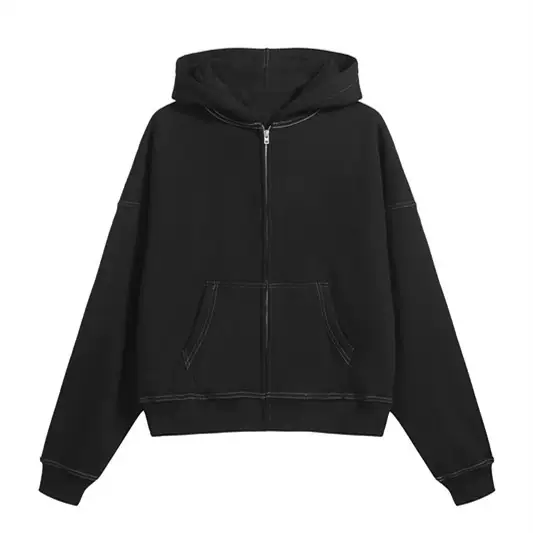 AC 刺绣LOGO字母拉链连帽卫衣 粉色 黑色 S-XL