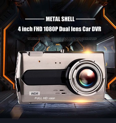 Car DVR 4'' HD 1080P 170 Wide Angle Dual Lens Cycle Recordin