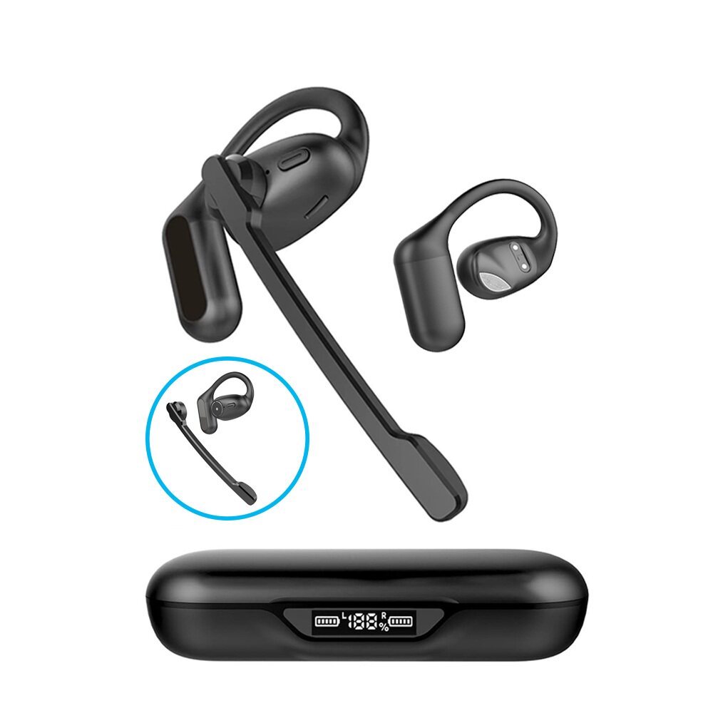 Open Ear Headphones Bluetooth Headset Detachable Microphone