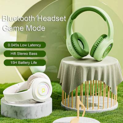 Wireless Bluetooth 5.3 Headset with Mic Low Latency Gaming
