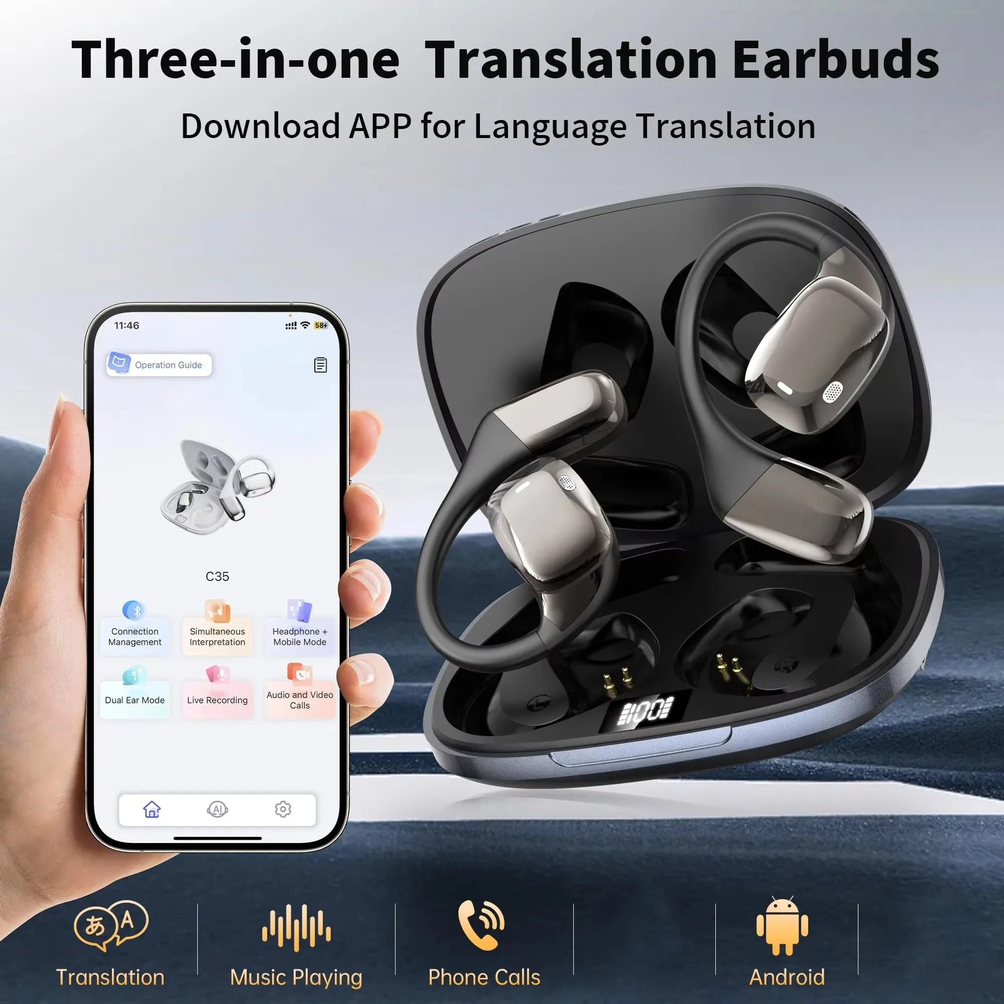 Translation Earbuds Earphone Noise Canceling Translator