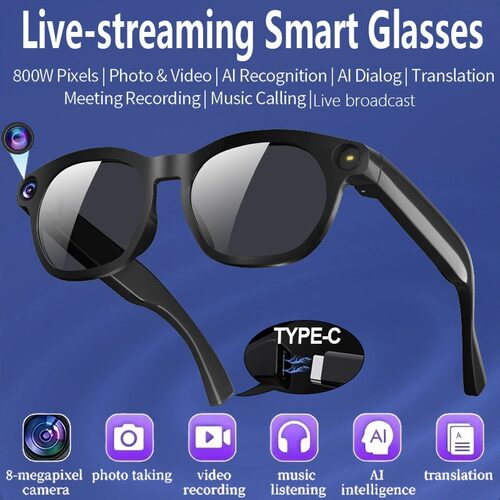 AI translator Glasses 8MP Camera Video translate sunglasses