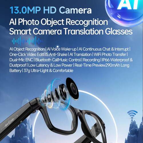 13MP Camera Smart Glasses Bluetooth translator Sunglasses