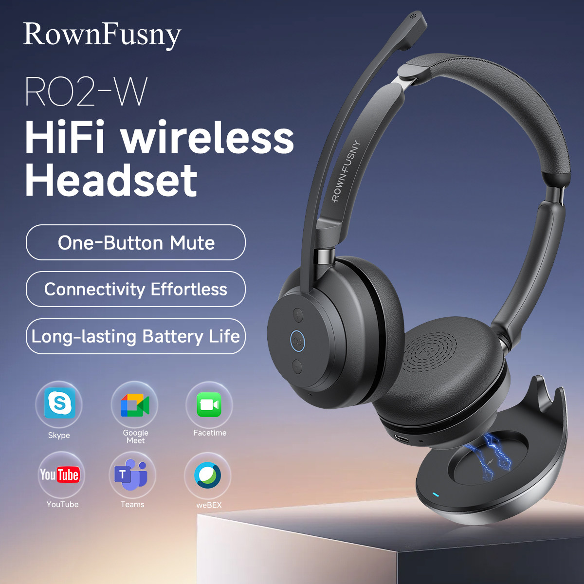 Bluetooth Headphones with Mic 2.4G USB Dongle Call Center图片