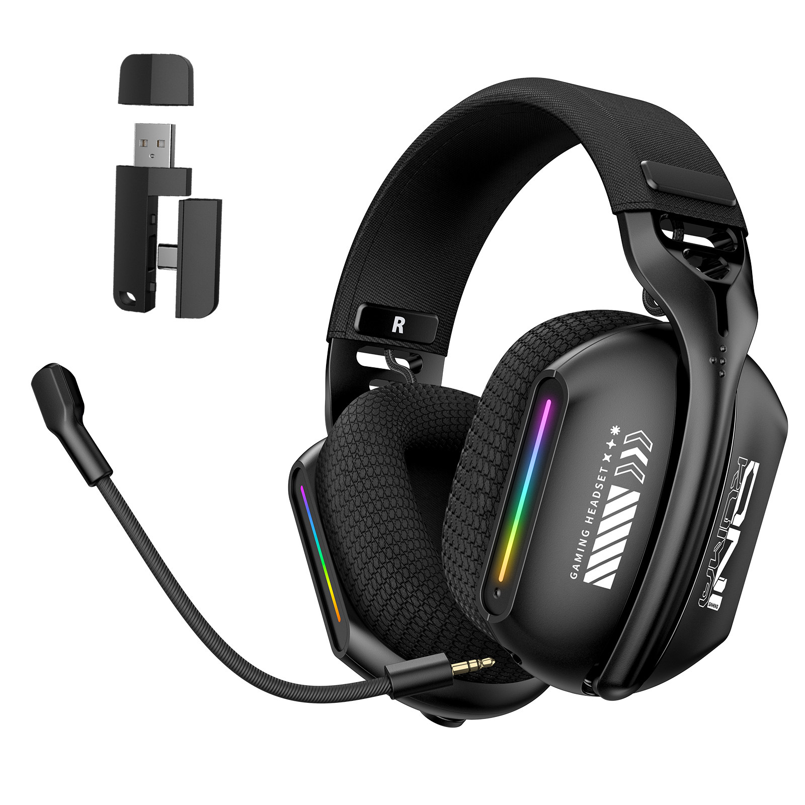 Wireless Gaming Headset: 2.4G/Wired/Bluetooth for PC/PS4/5