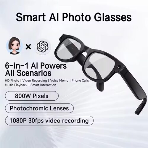 Smart AI Photo Glasses Camera Bluetooth translator earbuds