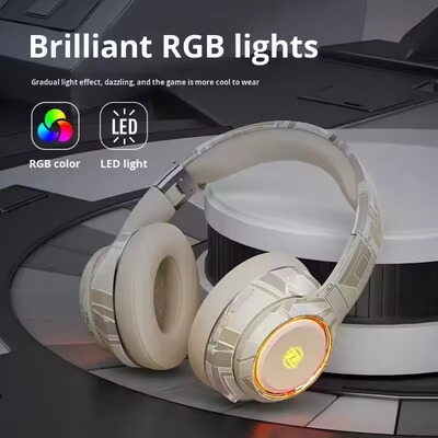 Wireless Esports Gaming Headphones With RGB  Head Mounted
