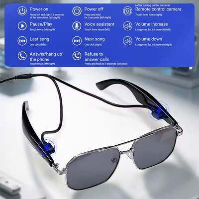 Ai Smart Bluetooth Glasses Languages Translation Sunglasses