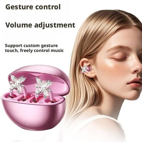 Wireless Earbuds Clips Butterfly Bow Bluetooth Earphones