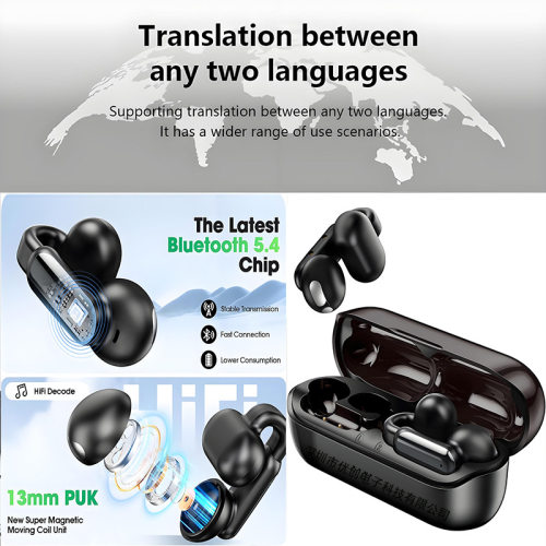 TWS translator bluetooth earphone clip on headphone earbuds