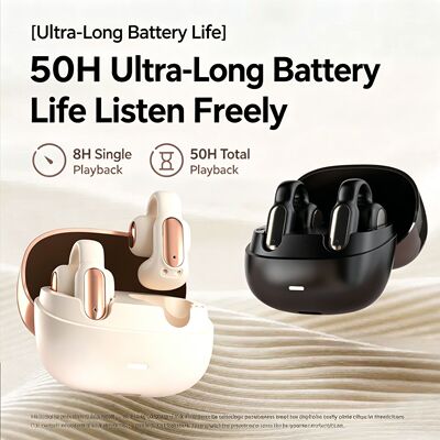Clip-On Bluetooth 5.4 Headphones Noise Cancellation Earbuds