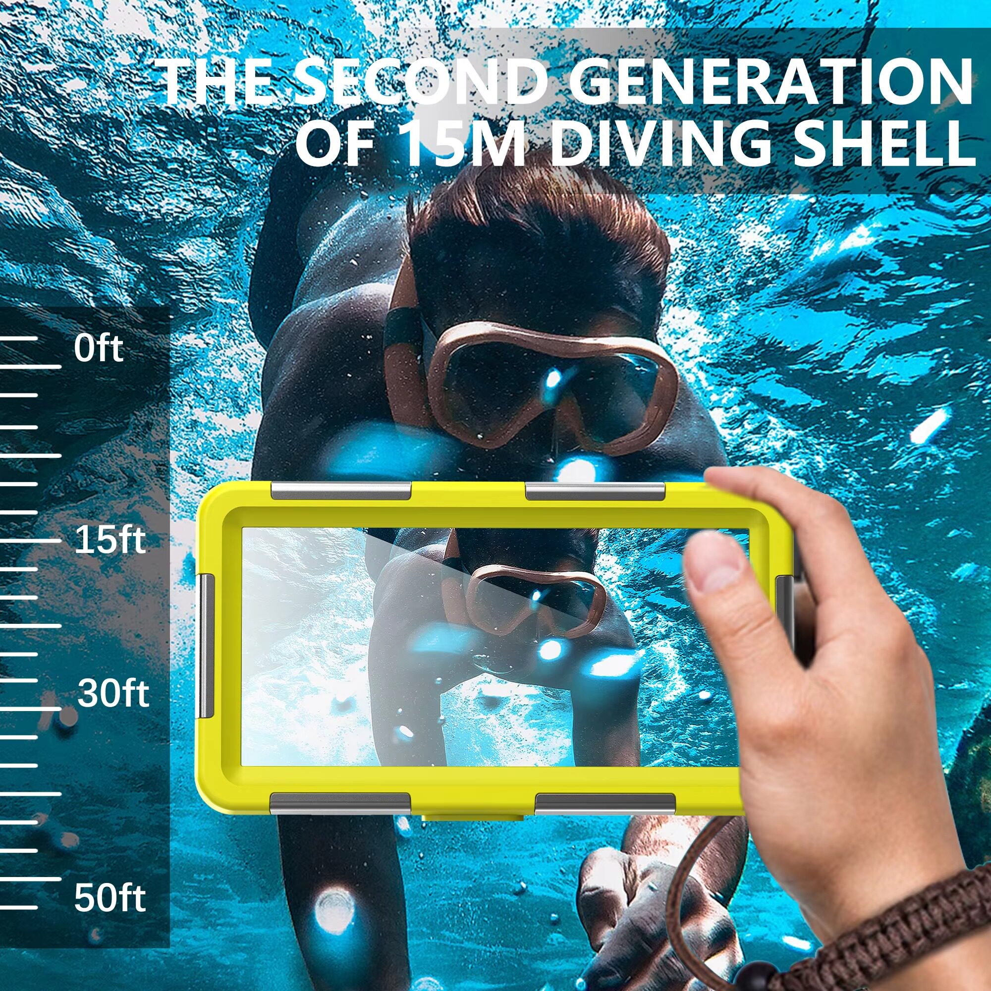 durable, waterproof, 15m/50ft, universal 6.9 inch waterproof phone case diving photography