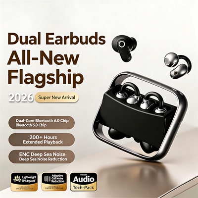 Four-Earphone Clip-On Fone Bluetooth Wireless Headset