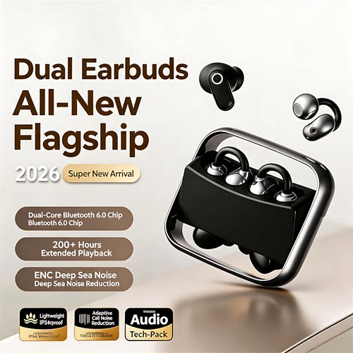 Four-Earphone Clip-On Fone Bluetooth Wireless Headset