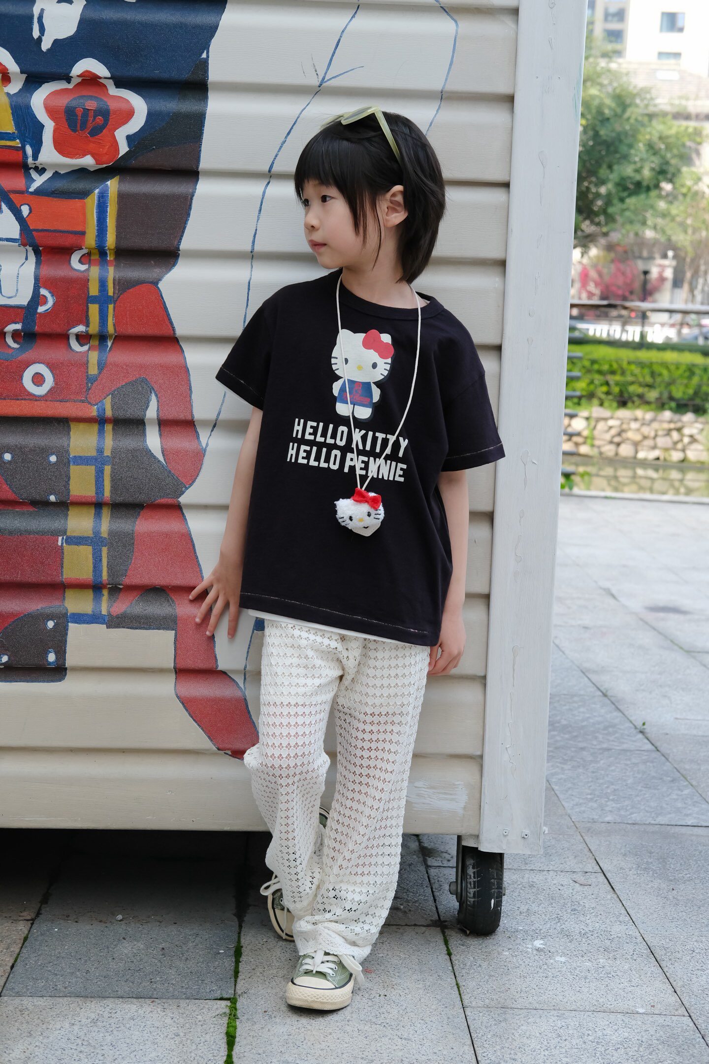 2026春夏儿童DD日系企鹅Kitty联名印花圆领竹节棉吸湿透气短袖T恤图片