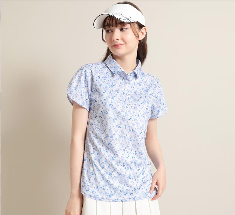 Callaway卡拉威出口日本高尔夫女装短袖POLO T恤 印花吸水速干