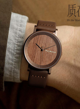 Nat.walnut木质小众手表简约日式复古创意木制圣诞礼物盒男表女款