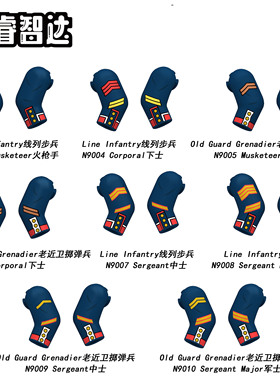 粤睿智达拿破仑系列积木人仔手臂N9003-9010袋装