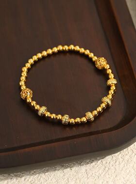 店铺热销新中式国潮沙金手串高品质不掉色花丝绣球手链女生礼物