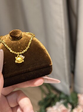 小红书同款金色凯蒂猫蹦迪珠手链 女款古法转运珠手串精致