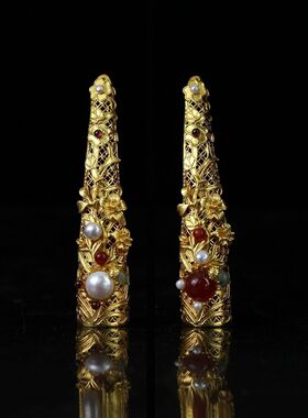 黄铜镀金指甲套护甲宫廷娘娘护甲清朝后宫古风新娘配饰