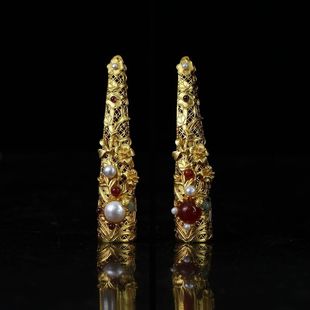 黄铜镀金指甲套护甲宫廷娘娘护甲清朝后宫古风新娘配饰