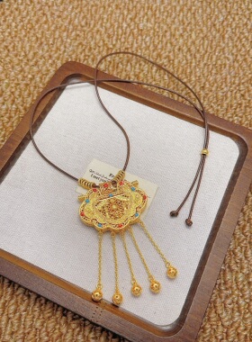 金店同款国风古法花丝镶嵌天子门生锁包吊坠项链龙凤呈祥毛衣链女