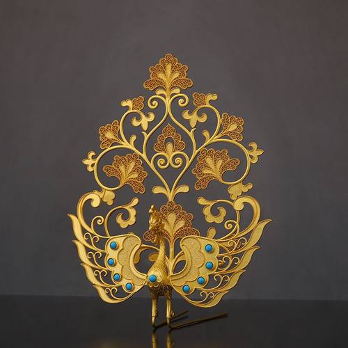 唐风凤凰发冠唐朝公主凤尾花树花钗古风供养人盘发发饰 发钗