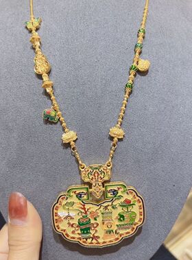 金店同款 黄铜镀金 国潮烧蓝凤喜聚宝如意锁包 高端定制复古风