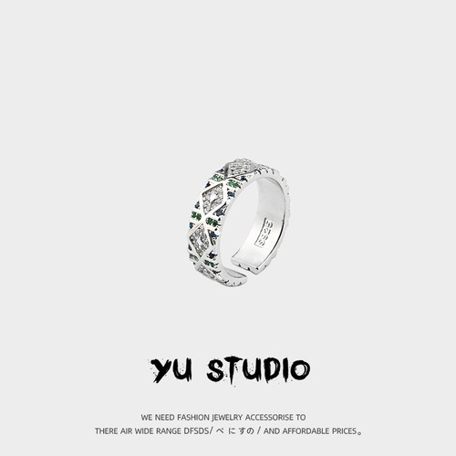 YUSTUDIO中性款电镀铜嘻哈锆石钻