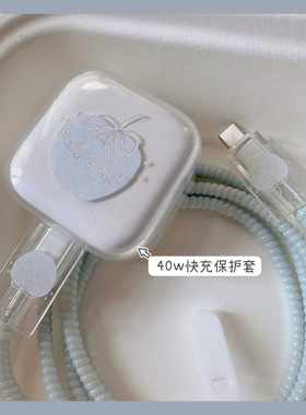 蓝苹果40w快充保护套适用于iPhone17/16充电器保护壳数据线保护套