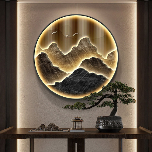 新中式入户玄关金山装饰画