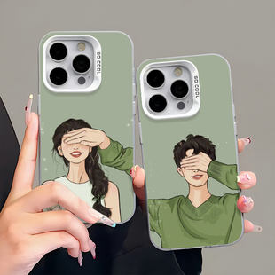 适用iphone16pro苹果14新款小米15Ultra华为nova13大孔mate70情侣手机壳OPPOFindX8荣耀magic7VIVOX200小清新