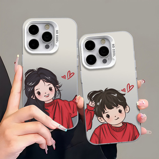 适用iphone16pro苹果新款小米15Ultra华为nova13大孔mate70情侣手机壳OPPOFindX8荣耀magic7VIVOX200恩爱红衣