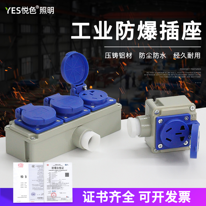 防爆插座5孔二三10a单联