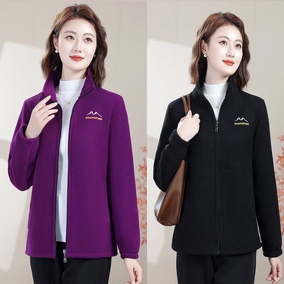 颗粒绒女士秋冬加厚外套2025新款