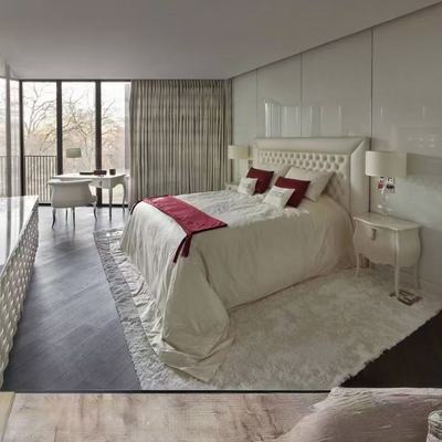 别墅床定制时尚现代真皮床意大利床双人床北欧布艺软包长丝地毯