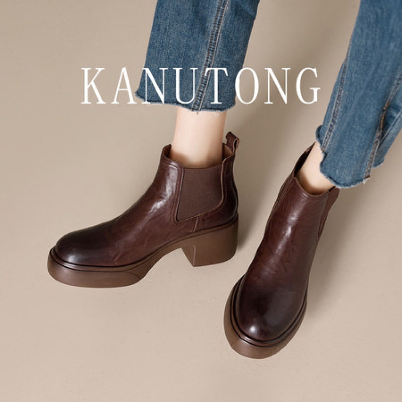 短靴子女巨好看复古美拉德2025新款早秋冬厚底高粗跟棕黑色切尔西,居家布艺,居家婚庆拖鞋,淘宝优惠券,粉丝福利购,淘宝优惠卷