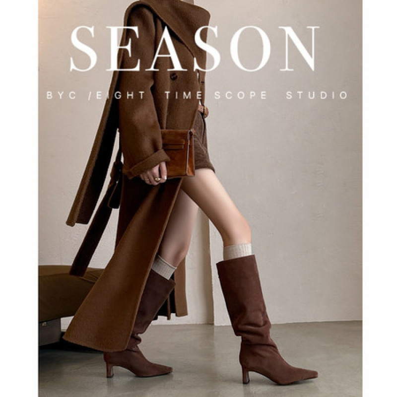 2025巨好看靴子女长筒靴堆堆靴真皮美拉德高跟靴高筒骑士靴