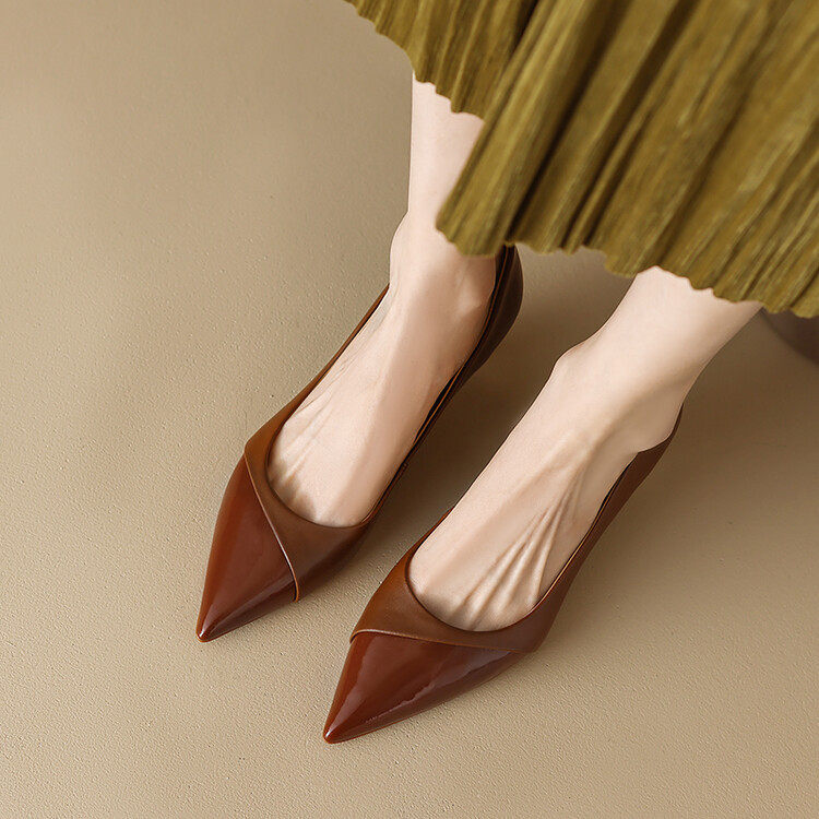 复古尖头猫跟单鞋女低跟法式3公分小跟鞋2024新款细跟棕色高跟鞋,女鞋,马丁靴,淘宝优惠券,粉丝福利购,淘宝优惠卷
