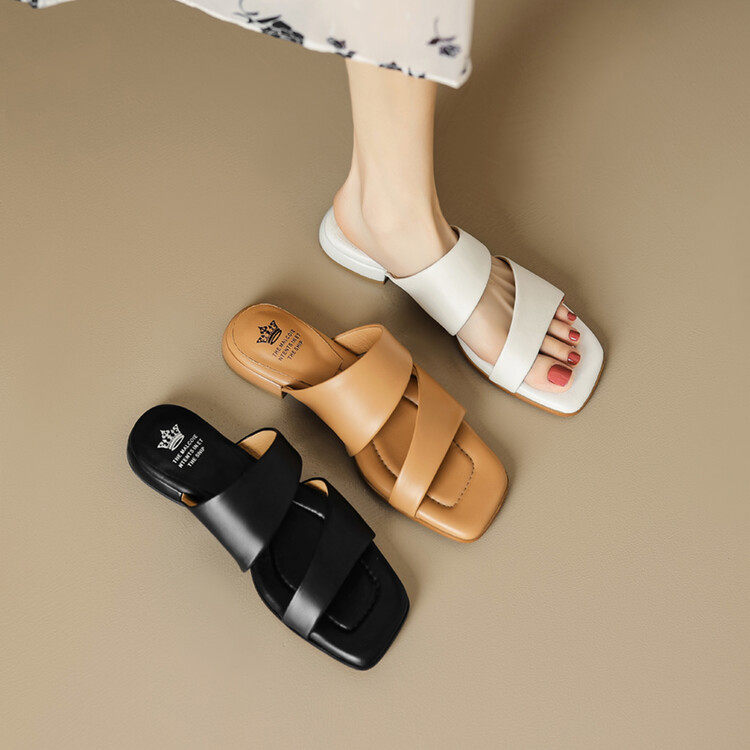 法式简约方头露趾一字带低跟凉拖鞋外穿2023夏季新款复古仙女凉鞋,居家布艺,居家婚庆拖鞋,淘宝优惠券,粉丝福利购,淘宝优惠卷