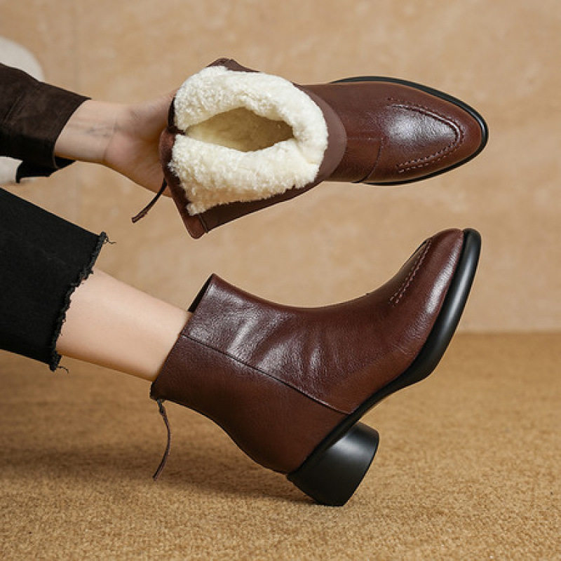 5cm羊毛雪地靴女真皮东北大棉鞋2025年新款冬季加绒厚毛保暖短靴,居家布艺,居家婚庆拖鞋,淘宝优惠券,粉丝福利购,淘宝优惠卷