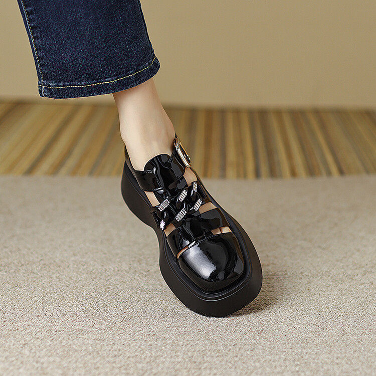 厚底凉鞋2023春季新款女鞋粗跟中跟时装鞋猪笼鞋水钻平底凉鞋,居家布艺,居家婚庆拖鞋,淘宝优惠券,粉丝福利购,淘宝优惠卷