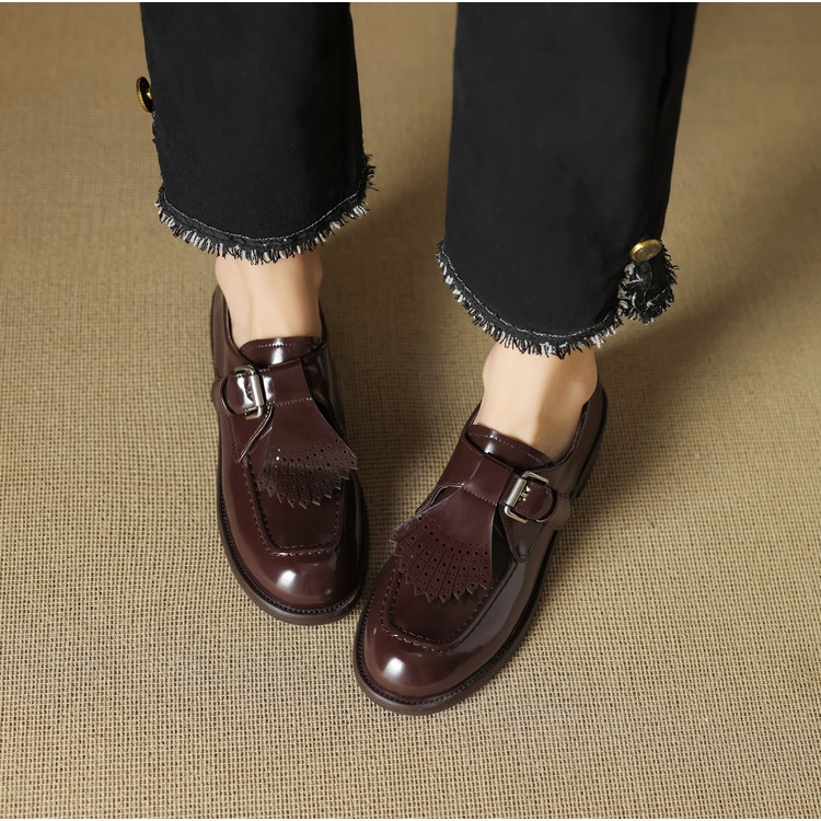 英伦风法式赫本小皮鞋女单鞋中粗跟2025春秋季新款流苏玛丽珍乐福