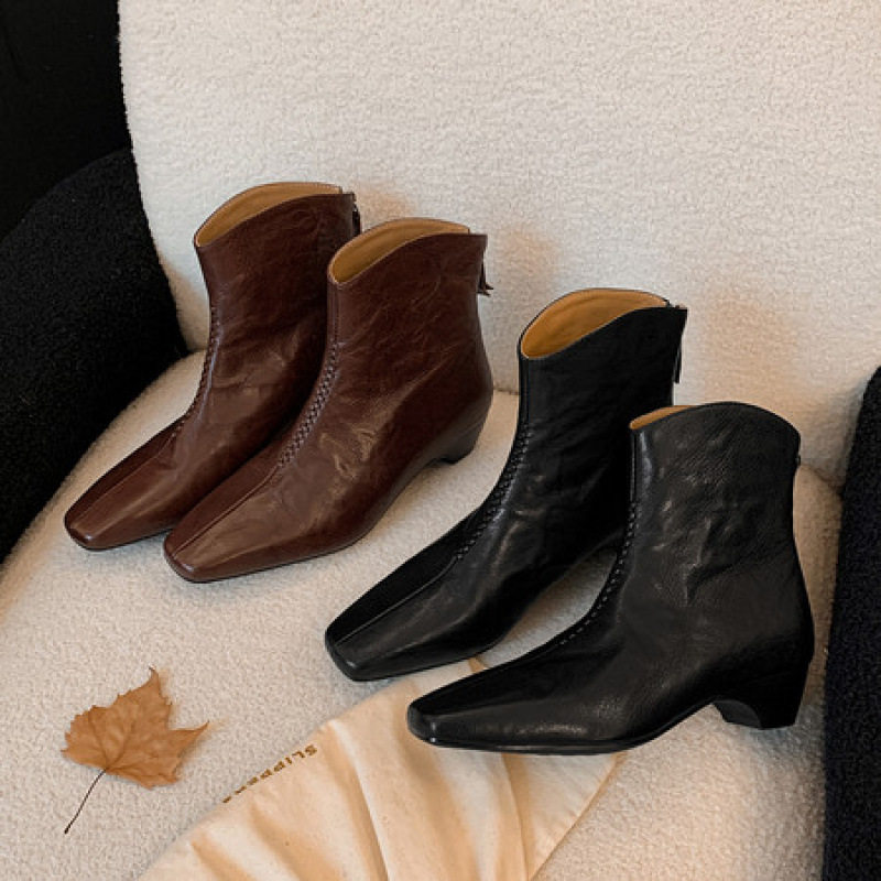 短靴子女巨好看的高粗跟方头加绒法式复古2025新款冬切尔西黑棕色,居家布艺,居家婚庆拖鞋,淘宝优惠券,粉丝福利购,淘宝优惠卷