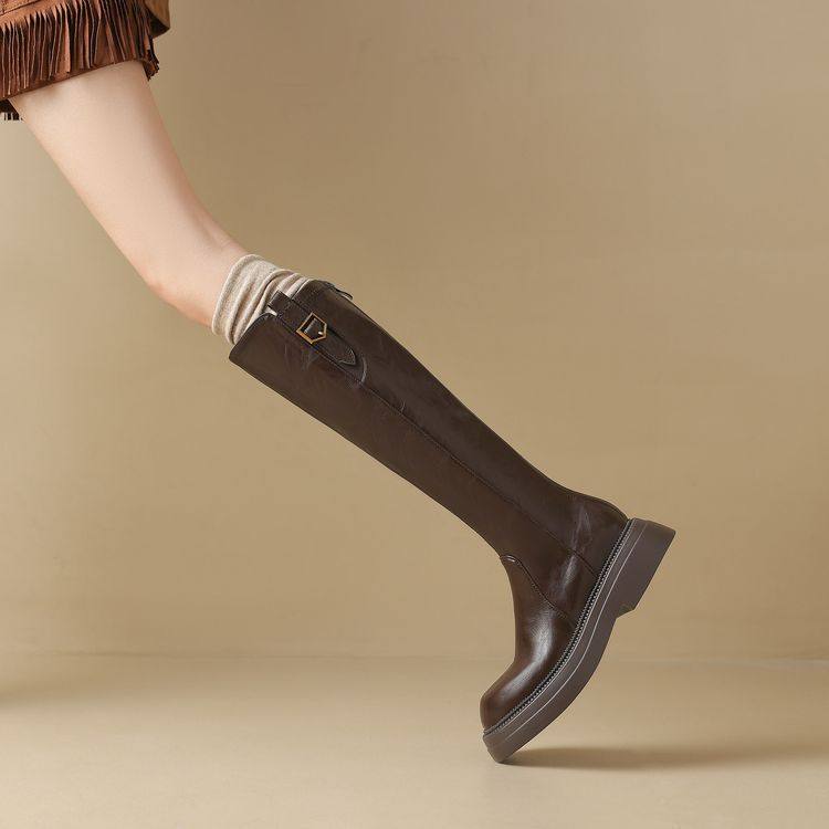 不过膝长靴女棕色大码高筒靴41一43厚底大筒围女靴弹力骑士靴粗腿,居家布艺,居家婚庆拖鞋,淘宝优惠券,粉丝福利购,淘宝优惠卷