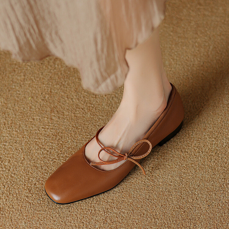 法式气质平底文艺玛丽珍鞋小皮鞋复古软皮软底红色浅口单鞋女纯色