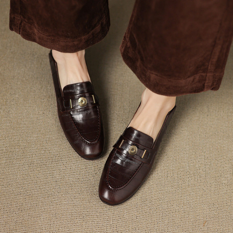 时尚复古~3厘米矮高跟乐福鞋女夏秋真皮圆头一脚蹬深口单鞋,女鞋,马丁靴,淘宝优惠券,粉丝福利购,淘宝优惠卷