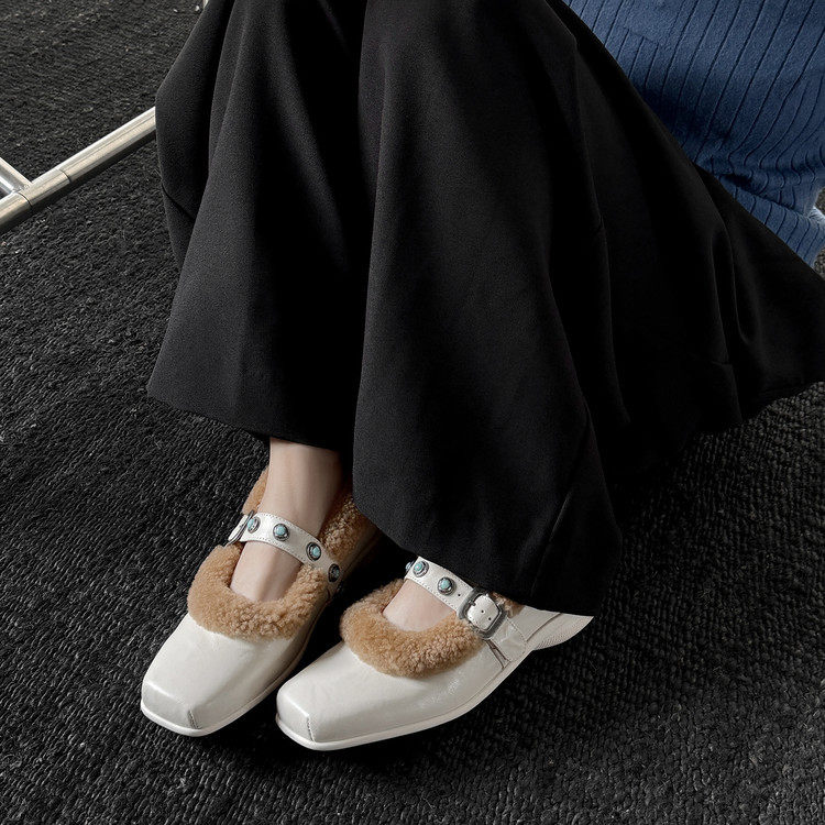 超软羊皮不累脚冬季加绒单鞋女方头平底毛毛玛丽珍鞋黑色小皮鞋,运动/瑜伽/健身/球迷用品,广场舞鞋,淘宝优惠券,粉丝福利购,淘宝优惠卷